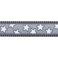Obojok RD 25 mm x 41-63 cm - Stars White on Grey