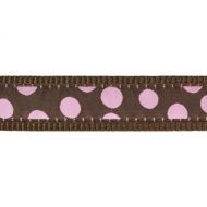Obojok RD 25 mm x 41-63 cm - Pink Spots on Brown
