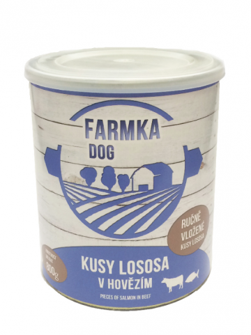 FARMKA DOG mäsové konzervy s lososom 800g