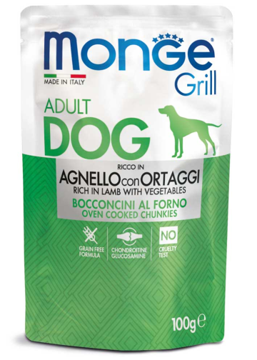 MONGE GRILL Dog Vrecko jahňacie so zeleninou 100g / 24bal