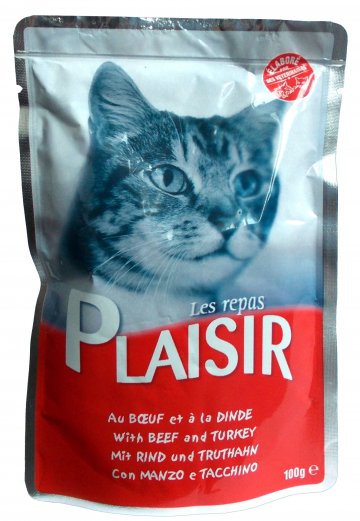 Plaisir Cat kapsička hovädzie + morčacie 100g