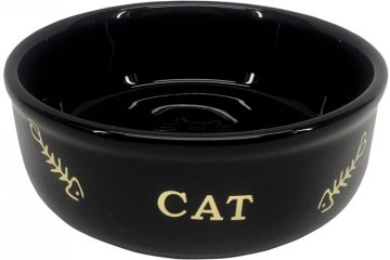 Nobby GOLDEN CAT keramická miska pre mačky čierna so zlatým vzorom 13,5x4,5cm / 0,25l