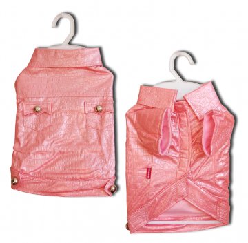 Kabátik Croco Artificial Leather Pink XL