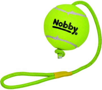 Nobby hračka tenisový loptičku XXL 12,5cm s lanom 70cm