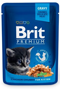Brit Premium Cat vrecko Chicken Chunks for Kitten 100g