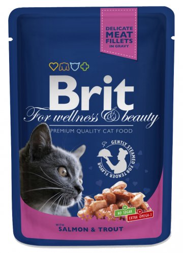 Brit Premium Cat Pouches s lososom a pstruhom 100g