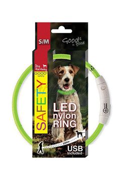 Obojok DOG FANTASY svetelný USB zelený 45cm 1ks