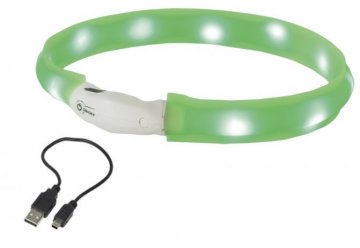 Nobby LED plochý svietiaci obojok pre psy zelený L 70cm