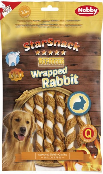 Nobby StarSnack BBQ Wrapped Rabbit maškrty králik 113g
