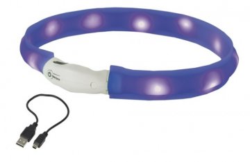Nobby LED plochý svietiaci obojok pre psov modrý L 70cm