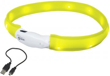 Nobby LED plochý svietiaci obojok pre psov žltý S 40cm