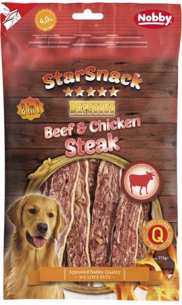 Nobby StarSnack BBQ Beef & Chicken Steak maškrty 113g