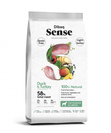 DIBAQ SENSE Grain Free Duck & Turkey Light & Senior 12 kg