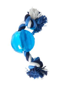 Hračka pes BUSTER Strong Ball s povrazom sv. modrá, S