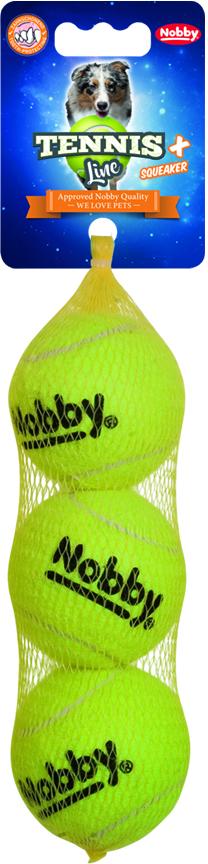 Nobby hračka tenisový loptičku M pískatko 6,5cm 3ks