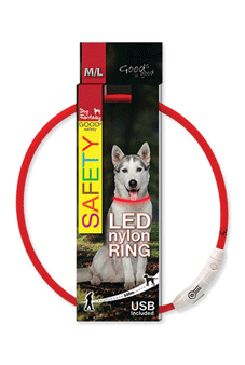 Obojok DOG FANTASY svetelný USB červený 65cm 1ks