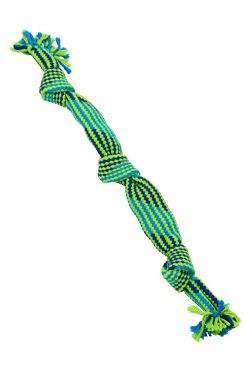 Hračka pes BUSTER Pískací lano, modrá / zelená, 58cm, L