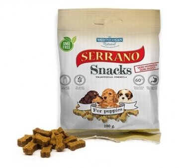 Serrano Snack Meditky pre šteňatá 100g - tréningové kostičky
