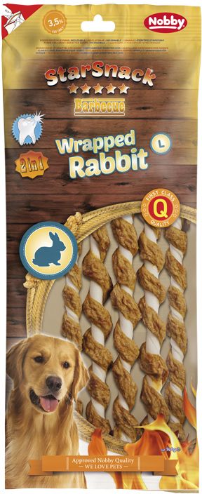 Nobby StarSnack BBQ Wrapped Rabbit L maškrty 25cm 5ks 144g