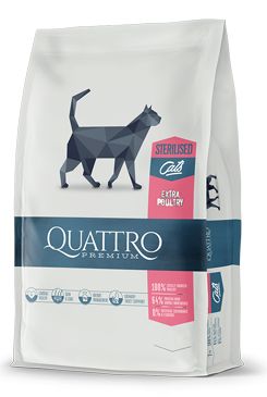 QUATTRO Cat Dry Premium all Breed Steril. hydina 1,5kg