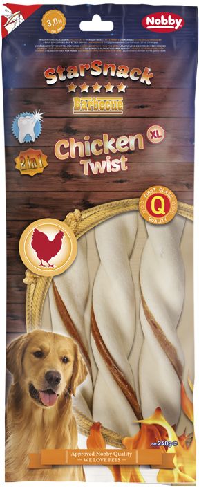 Nobby StarSnack BBQ Chicken Twist žuvacie tyčky XL 25cm 240g
