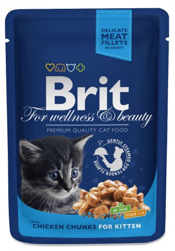 Brit premium cat pouches kuracie kúsky pre mačiatka 100g