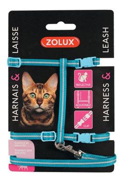 Postroj mačka s vodítkom 1,2m modrý Zolux