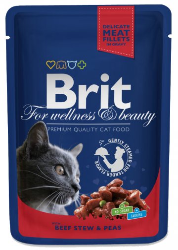 Brit Premium Cat Pouches s hovädzím a hráškom…