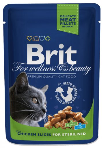 Brit Premium Cat Pouches kuracie kúsky pre kastrované 100g