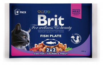 Brit Premium Cat Pouches RYBIE MIX 400g (treska, losos / pstruh)