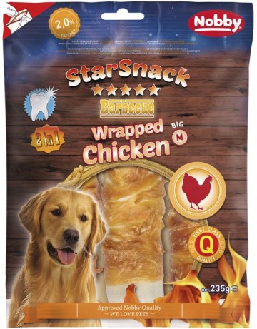 Nobby StarSnack BBQ Wrapped Chicken M maškrty 15cm 235g