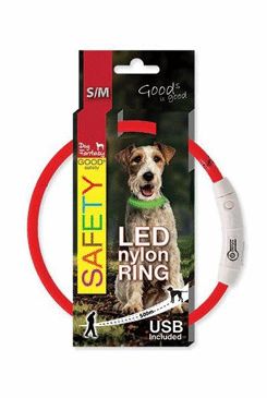 Obojok DOG FANTASY svetelný USB červený 45cm 1ks