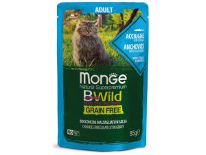 MONGE BWILD CAT Grain Free kapsička ADULT Ančovičky so zeleninou 85g